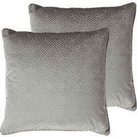 Paoletti Florence Twin Pack Polyester Filled Cushions, Silver, 55 x 55cm