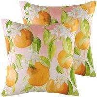 Evans Lichfield Fruit Oranges Twin Pack Polyester Filled Cushions Multi