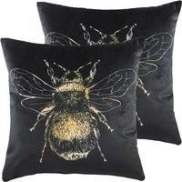 Evans Lichfield Goldbee Twin Pack Polyester Filled Cushions, Black, 43 x 43cm