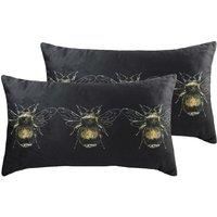 Evans Lichfield Goldbee Twin Pack Polyester Filled Cushions, Black, 30 x 50cm
