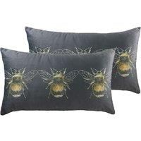 Evans Lichfield Goldbee Twin Pack Polyester Filled Cushions, Grey, 30 x 50cm