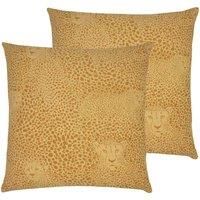 Furn. Hidden Cheetah Twin Pack Polyester Filled Cushions Honey