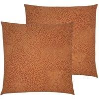 Furn. Hidden Cheetah Twin Pack Polyester Filled Cushions Terracotta