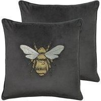 Paoletti Hortus Twin Pack Polyester Filled Cushions, Charcoal, 50 x 50cm