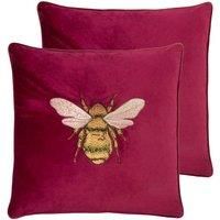 Paoletti Hortus Twin Pack Polyester Filled Cushions, Fuchsia, 50 x 50cm