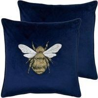 Paoletti Hortus Twin Pack Polyester Filled Cushions, Navy, 50 x 50 cm