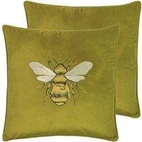 Paoletti Hortus Twin Pack Polyester Filled Cushions Olive