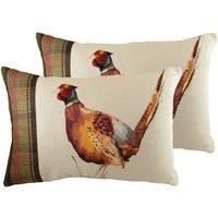 Evans Lichfield Hunter Pheasant Twin Pack Polyester Filled Cushions, Multi, 40 x 60cm