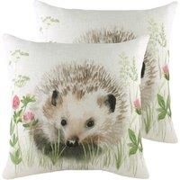 Evans Lichfield Hedgerow Hedgehog Twin Pack Polyester Filled Cushions, Multi, 43 x 43cm