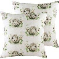Evans Lichfield Hedgerow Hedgehog Repeat Twin Pack Polyester Filled Cushions, Multi, 43 x 43cm