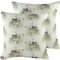 Evans Lichfield Hedgerow Mice Repeat Twin Pack Polyester Filled Cushions, Multi, 43 x 43cm