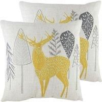 Evans Lichfield Hulder Stag Twin Pack Polyester Filled Cushions, Natural, 43 x 43cm