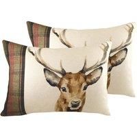 Evans Lichfield Hunter Stag Twin Pack Polyester Filled Cushions, Multi, 40 x 60cm
