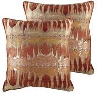 Evans Lichfield Inca Twin Pack Polyester Filled Cushions, Terracotta, 43 x 43cm
