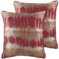 Evans Lichfield Inca Twin Pack Polyester Filled Cushions, Burgundy, 43 x 43cm