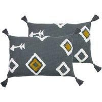 furn. Inka Twin Pack Polyester Filled Cushions, Charcoal, 40 x 60cm