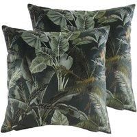 Evans Lichfield Kibale Leaves Twin Pack Polyester Filled Cushions, Multi, 43 x 43cm