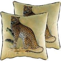 Evans Lichfield Kibale Leopard Twin Pack Polyester Filled Cushions, Multi, 50 x 50cm