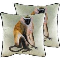 Evans Lichfield Kibale Monkey Twin Pack Polyester Filled Cushions, Multi, 43 x 43cm