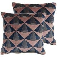 Paoletti Leveque Twin Pack Polyester Filled Cushions, Blush/Navy, 50 x 50cm