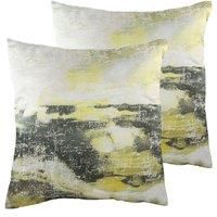 Evans Litchfield Landscape Twin Pack Polyester Filled Cushions, Grey/Ochre, 43 x 43cm