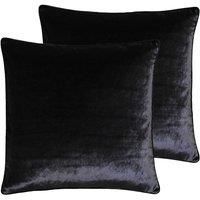 Paoletti Luxe Velvet Twin Pack Polyester Filled Cushions, Black, 55 x 55cm
