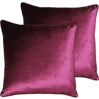 Paoletti Luxe Velvet Twin Pack Polyester Filled Cushions, Cranberry, 55 x 55cm