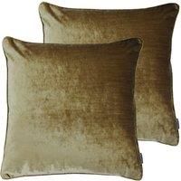 Paoletti Luxe Velvet Polyester Filled Cushions Twin Pack Gold