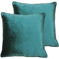 Paoletti Luxe Velvet Twin Pack Polyester Filled Cushions, Jadite, 55 x 55cm