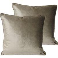 Paoletti Luxe Velvet Twin Pack Polyester Filled Cushions, Mink, 55 x 55cm