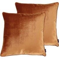 Paoletti Luxe Velvet Polyester Filled Cushions Twin Pack Rust