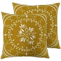 Furn. Mandala Twin Pack Polyester Filled Cushions Ochre