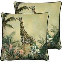 Evans Lichfield Manyara Twin Pack Polyester Filled Cushions, Giraffe, 43 x 43cm