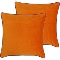 Paoletti Meridian Twin Pack Polyester Filled Cushions, Clementine/Hot Pink, 55 x 55cm