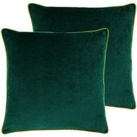 Paoletti Meridian Twin Pack Polyester Filled Cushions, Emerald/Moss, 55 x 55 cm