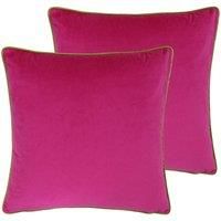 Paoletti Meridian Twin Pack Polyester Filled Cushions, Hot Pink/Lime, 55 x 55cm