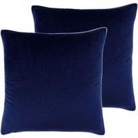 Paoletti Meridian Twin Pack Polyester Filled Cushions, Navy/Silver, 55 x 55cm