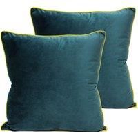 Paoletti Meridian Twin Pack Polyester Filled Cushions, Teal/Cylon, 55 x 55cm