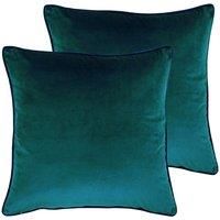 Paoletti Meridian Twin Pack Polyester Filled Cushions, Teal/Navy, 55 x 55cm