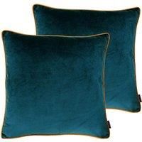 Paoletti Meridian Twin Pack Polyester Filled Cushions Teal/Tiger