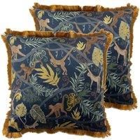 furn. Monkey Forest Twin Pack Polyester Filled Cushions, Midnight, 50 x 50cm