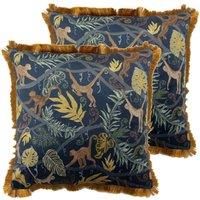 furn. Monkey Forest Twin Pack Polyester Filled Cushions, Midnight, 50 x 50cm