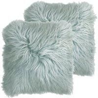 Paoletti Mongolian Polyester Filled Cushions Twin Pack Wool Blue Blush