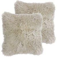 Riva Paoletti Mongolian Twin Pack Polyester Filled Cushions, Oatmeal, 40 x 40cm