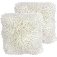 Riva Paoletti Mongolian Twin Pack Polyester Filled Cushions, Pristine, 40 x 40cm