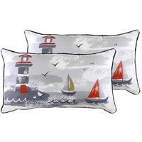 Evans Lichfield Nautical Lighthouse Twin Pack Polyester Filled Cushions, Multi, 30 x 50cm