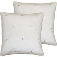 Paoletti New Diamante Twin Pack Polyester Filled Cushions, Cream, 55 x 55cm
