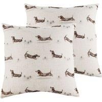 Evans Lichfield Oakwood Dog Repeat Twin Pack Polyester Filled Cushions, Multi, 43 x 43cm