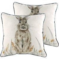 Evans Lichfield Oakwood Hare Twin Pack Polyester Filled Cushions, Multi, 43 x 43cm
