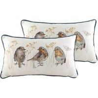 Evans Lichfield Oakwood Robin Twin Pack Polyester Filled Cushions, Multi, 30 x 50cm